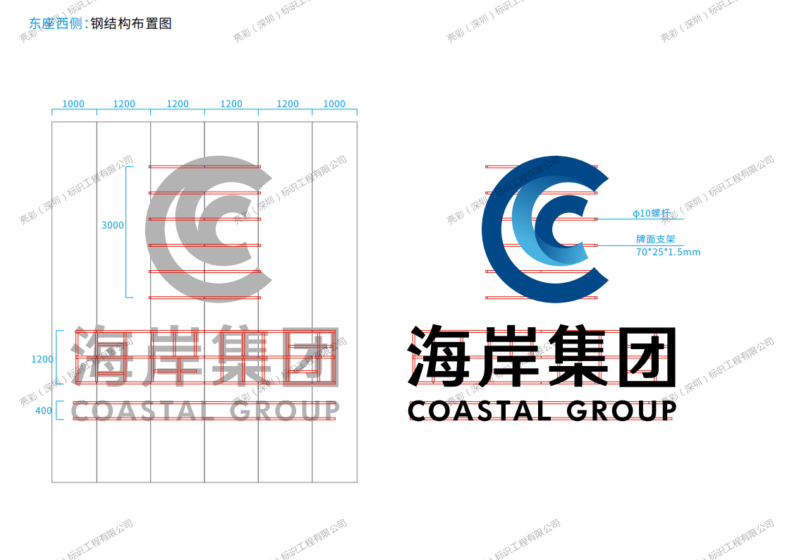 海岸城西座樓體標識發(fā)光字設計方案